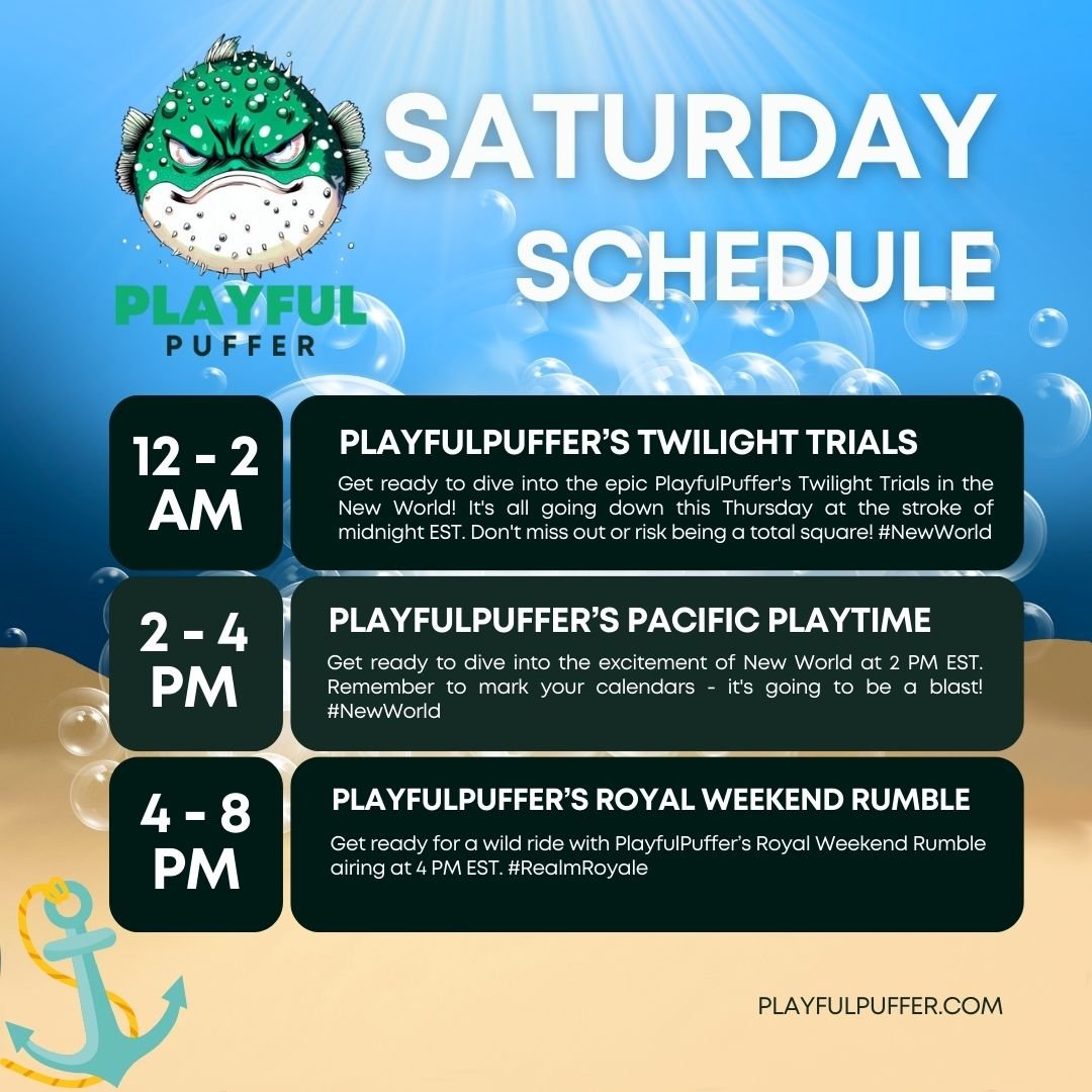 playfulpuffer's tweet photo. Weekend's here! Join us for some New World. Later, we'll switch to Realm Royale. More on https://t.co/LfI94s1fgq! https://t.co/AJAl7ReVmB