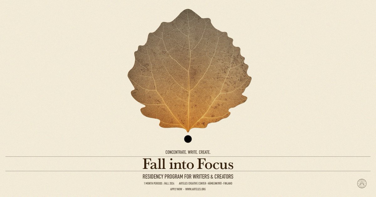 Call for entries: Fall into Focus residency program. 1 month residencies in Sept / Oct / Nov 2024. Read more & apply online: arteles.org