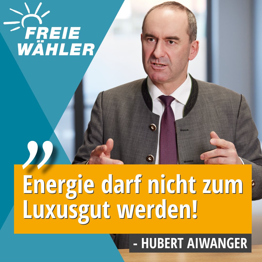 🔌💡

🗣️ <a href="/HubertAiwanger/">Hubert Aiwanger</a>, Bayer. Wirtschaftsminister, sagt: "Es kann nicht sein, dass Verbraucher wegen zu hoher Energiepreise ihre Existenz bedroht sehen - egal ob Privatpersonen oder Unternehmen."

#Aiwanger #FREIEWÄHLER