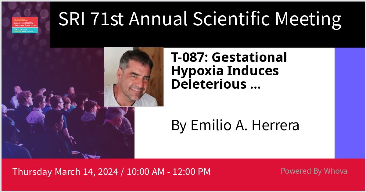 eaherrera74's tweet photo. Check out our study at SRI 71st Annual Scientific Meeting on T-087: Gestational Hypoxia Induces Deleterious Cardiovascular Programming in Adult Female Guinea Pigs.  - via #Whova event app https://t.co/ExHdNg3mQg
