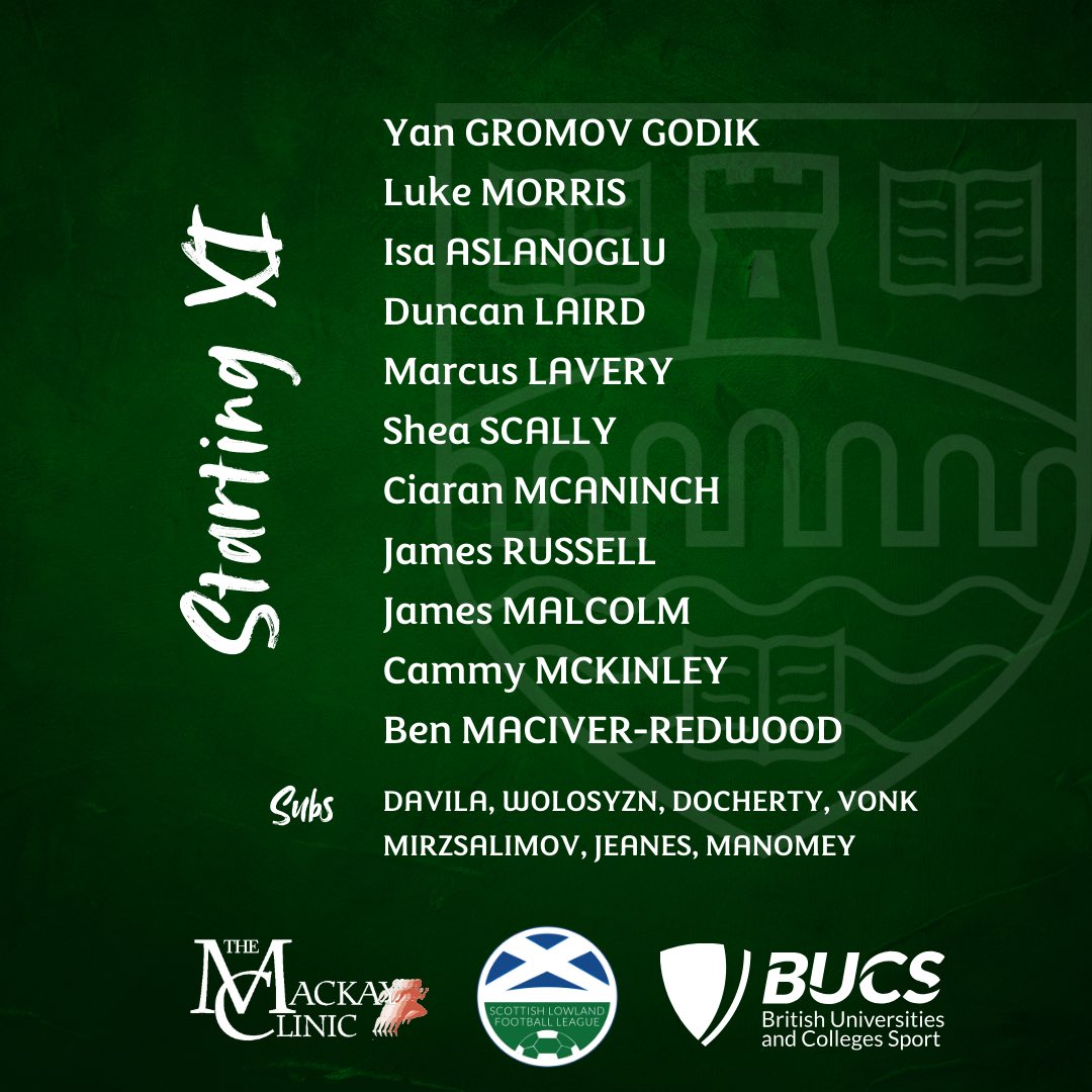 Team news for 1s, first Lowland League start for 20s player Duncan Laird 👏