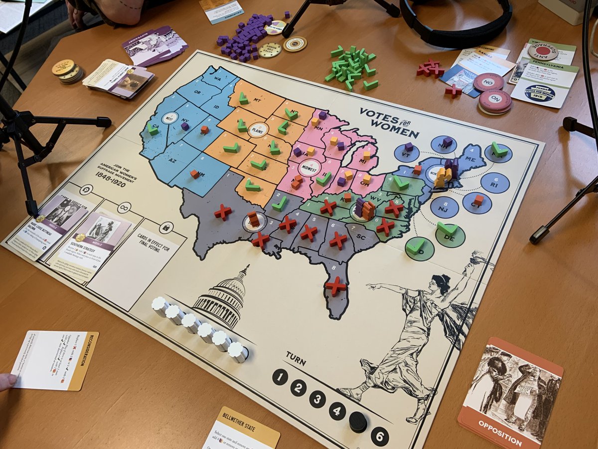SubMatTableTop's tweet photo. Latest full episode went up yesterday! — SM:TT plays Votes for Women w/ Lisa Tetrault, a historian of US democracy. We discuss the ongoing struggle for voter rights today, and the challenge of rendering complex historical narratives through gameplay.

@fortcircle @torylynn https://t.co/NCMYHI9iBZ