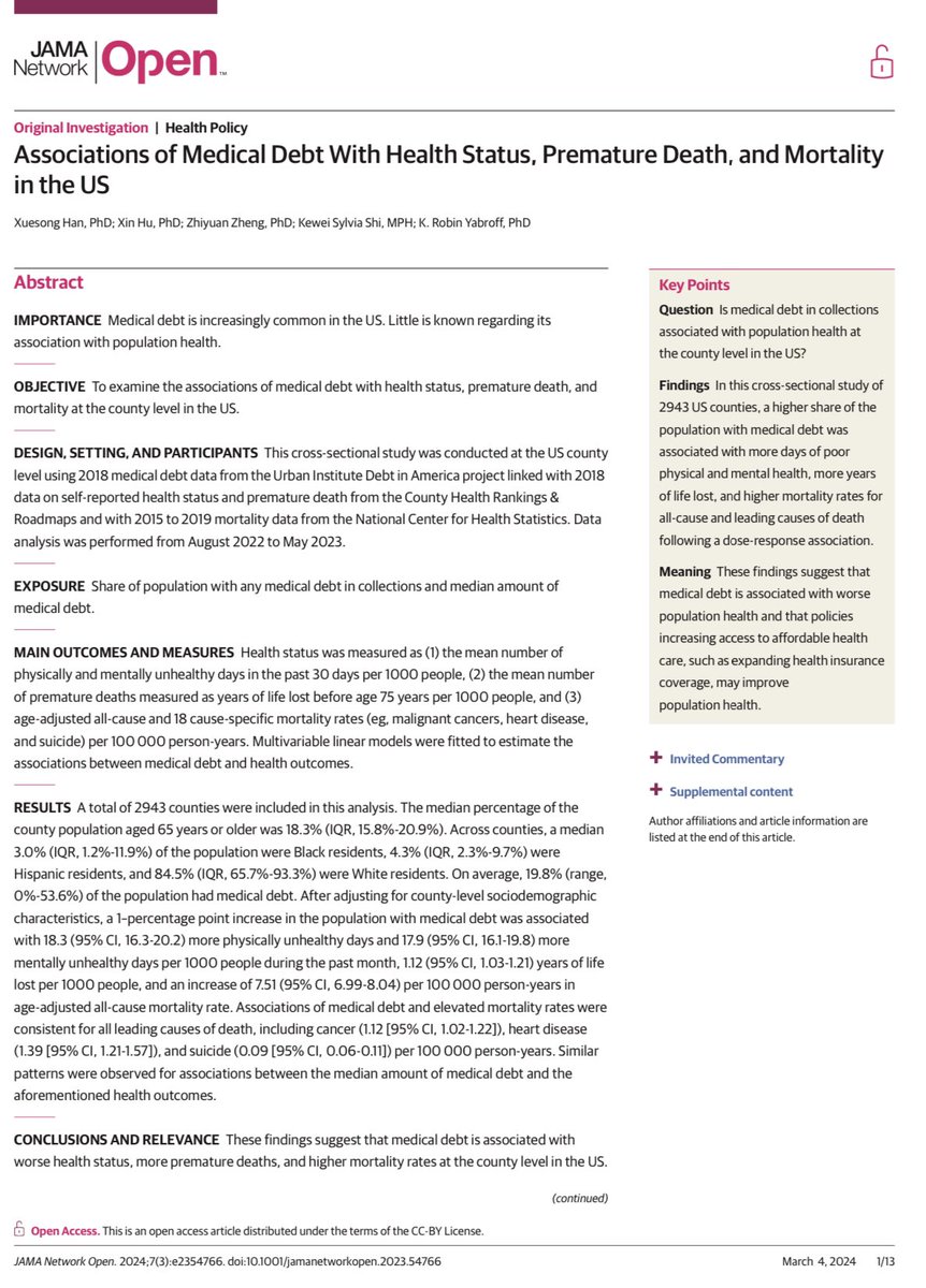 RyanNipp's tweet photo. Associations of Medical Debt With Health Status, Premature Death, and Mortality in the U.S.
https://t.co/xSVpmspNY1
@JAMA_current @JAMANetworkOpen @JAMANetwork
#FinancialToxicity #CostsOfCare @CostsofCare https://t.co/1hqknFBru1