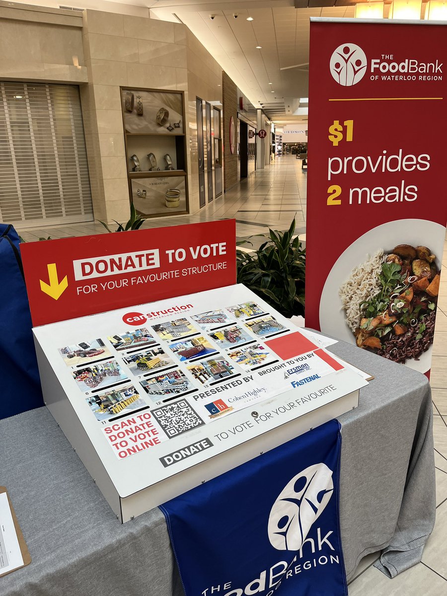 Donate to vote for your favourite Canstruction structures is now open!View the structures and vote here: thefoodbank.ca/dtv/ 

Donate to vote brought to you by Ersman and <a href="/FastenalCanada/">Fastenal Canada</a> 🥫

#FeedWR #CanstructionKW #FoodBanks