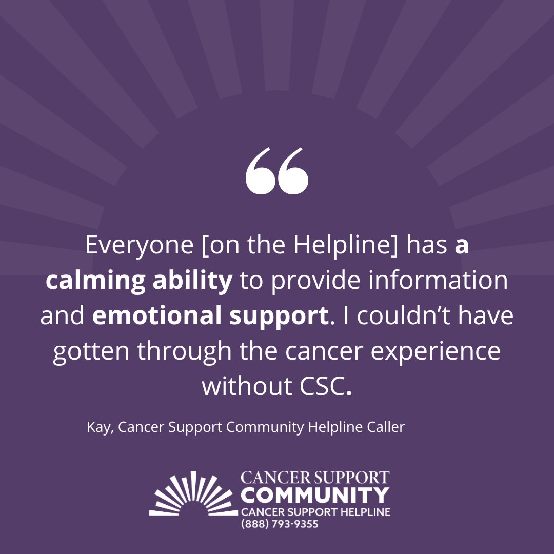 Is cancer in your life? Our Helpline offers free, personalized navigation by phone and online for cancer patients or their loved ones: cancersupportcommunity.org/cancer-support…