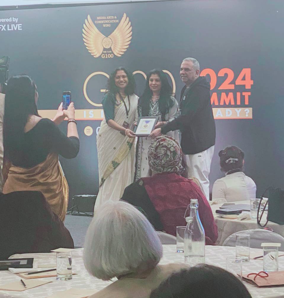 SwadhaarFin's tweet photo. Amrita Kapoor,  Chief Mentor &amp; COO of Swadhaar has been honored with the prestigious Golden Award by #G100group for her exceptional contributions to the  banking &amp; finance services, inclusion sector on  #InternationalWomensDay2024.   #WomenEmpowerment #financialinclusion https://t.co/akcAWIXBef