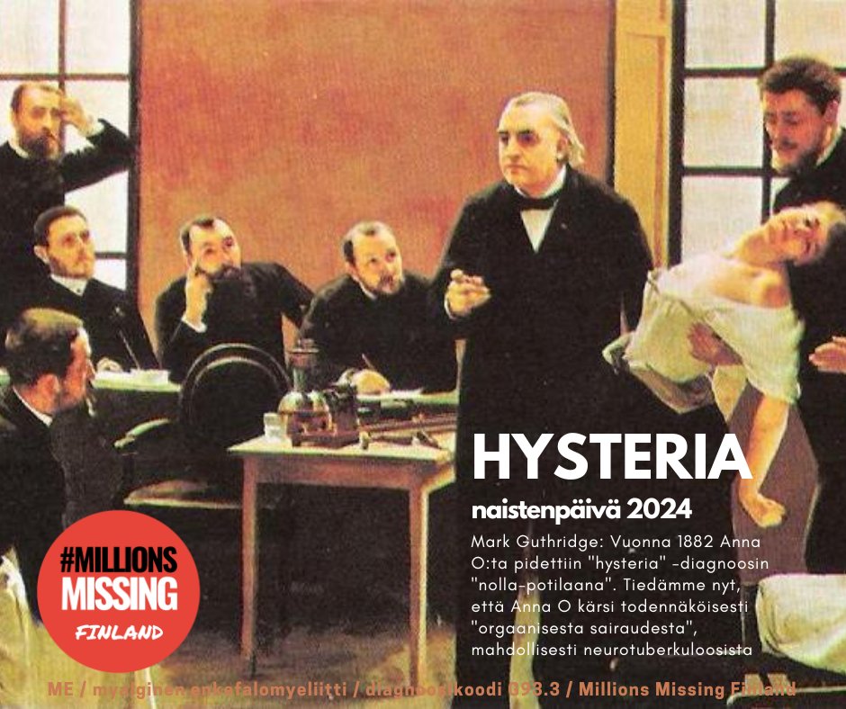 FinlandMissing's tweet photo. 1/

@Dr_M_Guthridge #InternationalWomensDay -ketju :

LÄÄKETIETEELLINEN HYSTERIA &amp; KANSAINVÄLINEN NAISTENPÄIVÄ

Vuonna 1882 Anna O:ta pidettiin "hysteria" -diagnoosin "nolla-potilaana".

Hysteria oli alun perin vain naisille annettu diagnoosi.

https://t.co/7MoF1Df6C2 https://t.co/rmBiMuNY0L