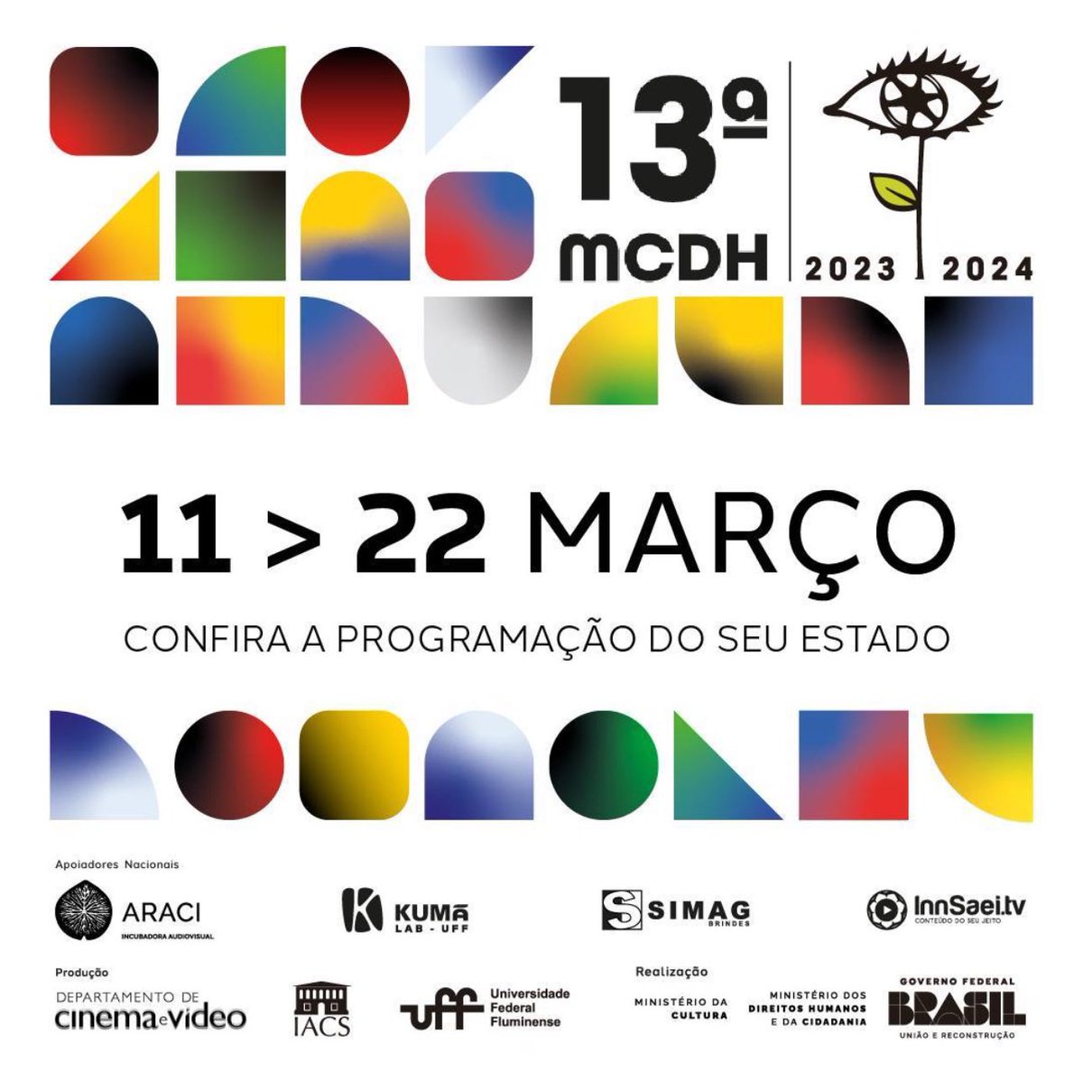 silviolual's tweet image. De 11 a 22 de março, todos estados e o Distrito Federal receberão a 13ª Mostra Cinema e Direitos Humanos. Uma oportunidade de assistir 18 filmes selecionados e premiados de forma gratuita. 

Confira os horários e locais das sessões no site:  …stracinemaedireitoshumanos.mdh.gov.br 

#mcdh…