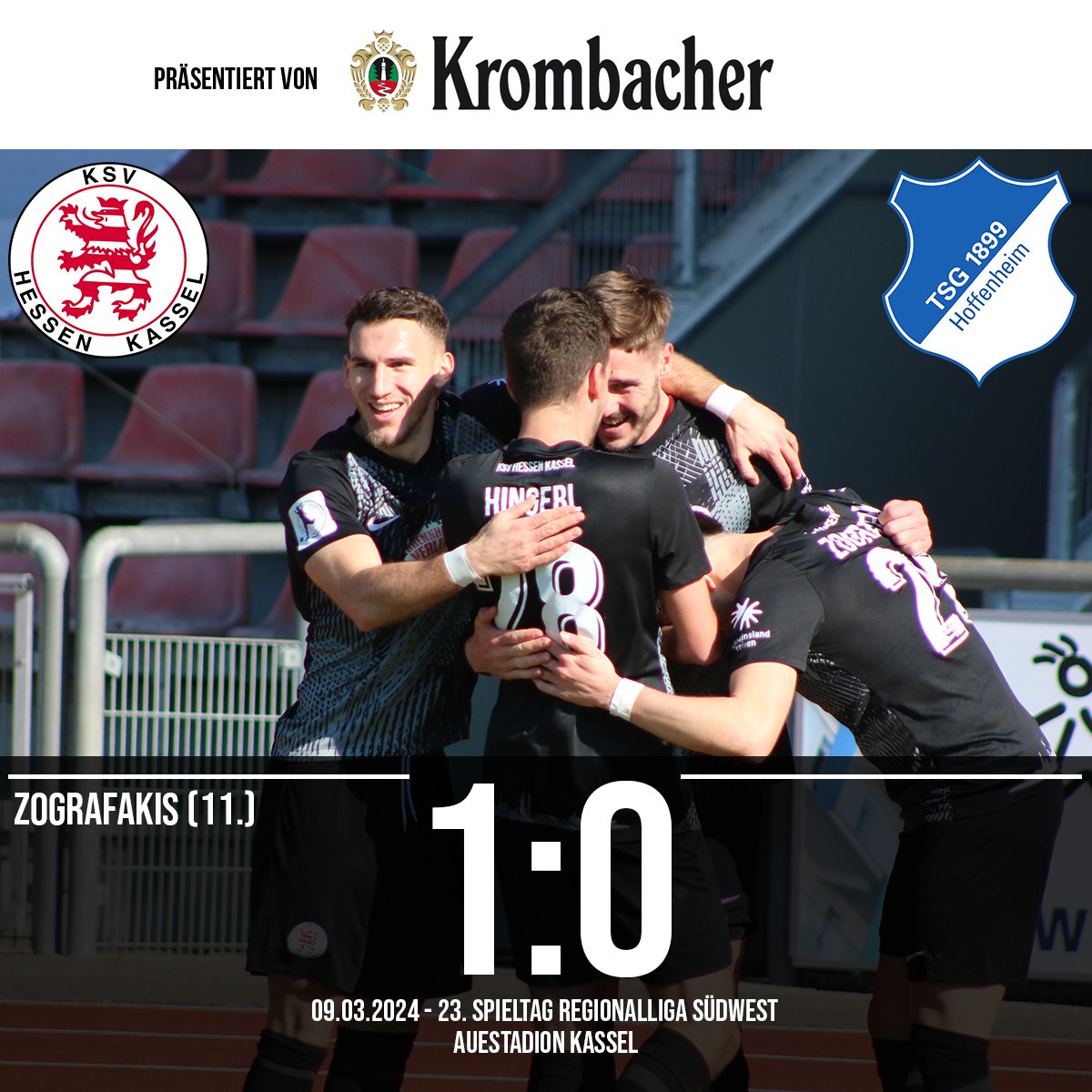 Big Points für die Löwen! Der KSV schlägt den Tabellenzweiten aus Hoffenheim nach einem frühen Treffer von Zografakis mit 1:0 und holt ganz wichtige Punkte im Kampf um den Klassenerhalt 💪🦁 Ganz stark gemacht, Jungs! #ksvhessen #kassel #ksvhessenkassel #löwen #ksvtsg