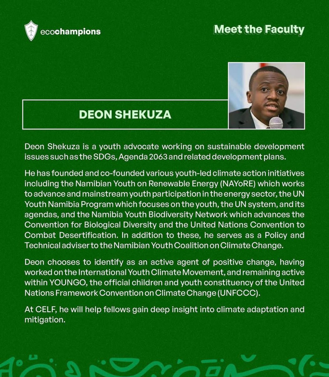 Excited to be part of the <a href="/EcoChampionsNG/">EcoChampions Africa</a> faculty to empower 100 cohorts for their climate education leaders fellowship. 

My session later today is covering adaption and mitigation under the <a href="/UNFCCC/">UN Climate Change</a> and the role of youth.

Glad to continue this noble work in 2024!

🌍🌳🌱📚✊🏿