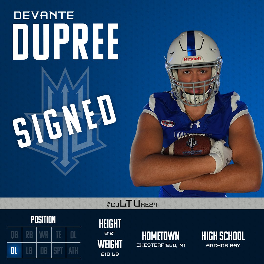 LTU_FB's tweet photo. SIGNED. SEALED. DELIVERED. 📝

Welcome to the Blue Devil Family, @DupreeDevante 🔱

#cuLTUre24 #WeAreLTU https://t.co/oAxXZE4VF1