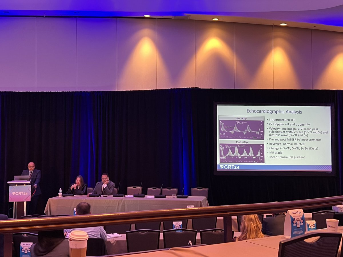 Dr. @SachinGoelMD presenting our work at @HMethodistCV on intraprocedural Doppler and invasive Hemodynamic Profiling and outcomes after mitral TEER out now in @JACCJournals @CRT_meeting sciencedirect.com/science/articl…