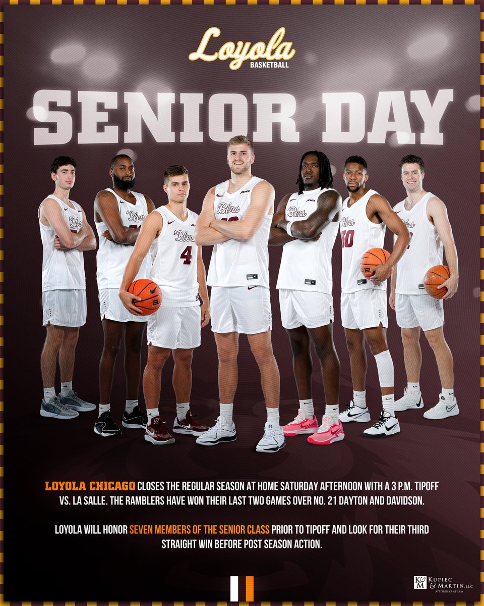 For all the seniors🧬🧬🧬

🆚 La Salle
⌚️ 3:00pm
📺 NBC Sports Chicago +
🏟️ Gentile Arena