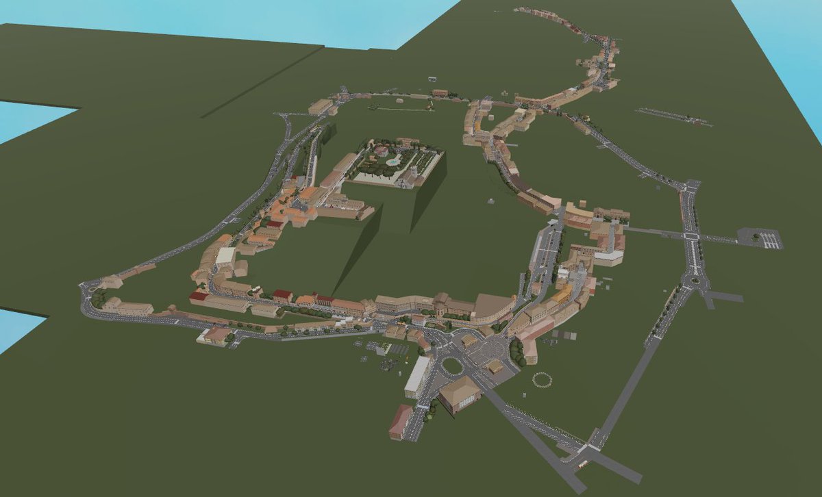 RBLX_Parallel's tweet image. Current state of the map: The hilltop to the outer skirts route scenery was completed a while ago already. Today I just connected the final bit of the ring road that goes around the city hill! Now most of the focus will go on the scenery and on laying down the overhead wires!