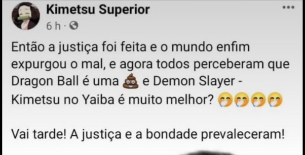 protestbloxfrui's tweet photo. Realmente isso chega a ser nojento como uma pessoa pode achar bom a morte de uma pessoa que mudo o mundo dos animes, o que salva demon slayer só é a animação já dbz marcou infância e mudo o mundo. Nãos sei qual o problema dos brs em brigar por animes Realmente isso é ridículo https://t.co/zWjdz9WqXB