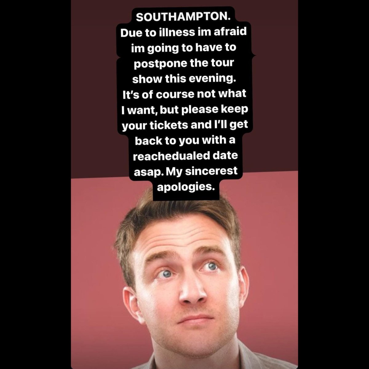 🚨Tom Houghton Show Tonight Is Cancelled🚨 Emails have been sent out to all ticket holders regarding a new tour date being put in place.
