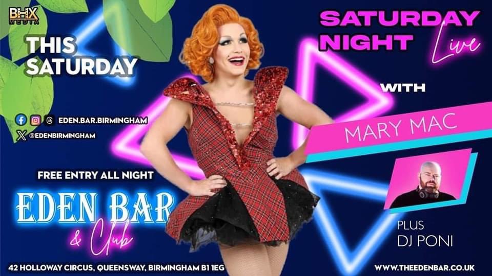 Birmingham! I am coming your way! Live onstage at Midnight tonight at @edenbirmingham with DJ Poni spinning the tapes or however it’s done now for you all to party to till the small hours! See you there! #drag #cabaret #lgbtqiabirmingham #edenbar