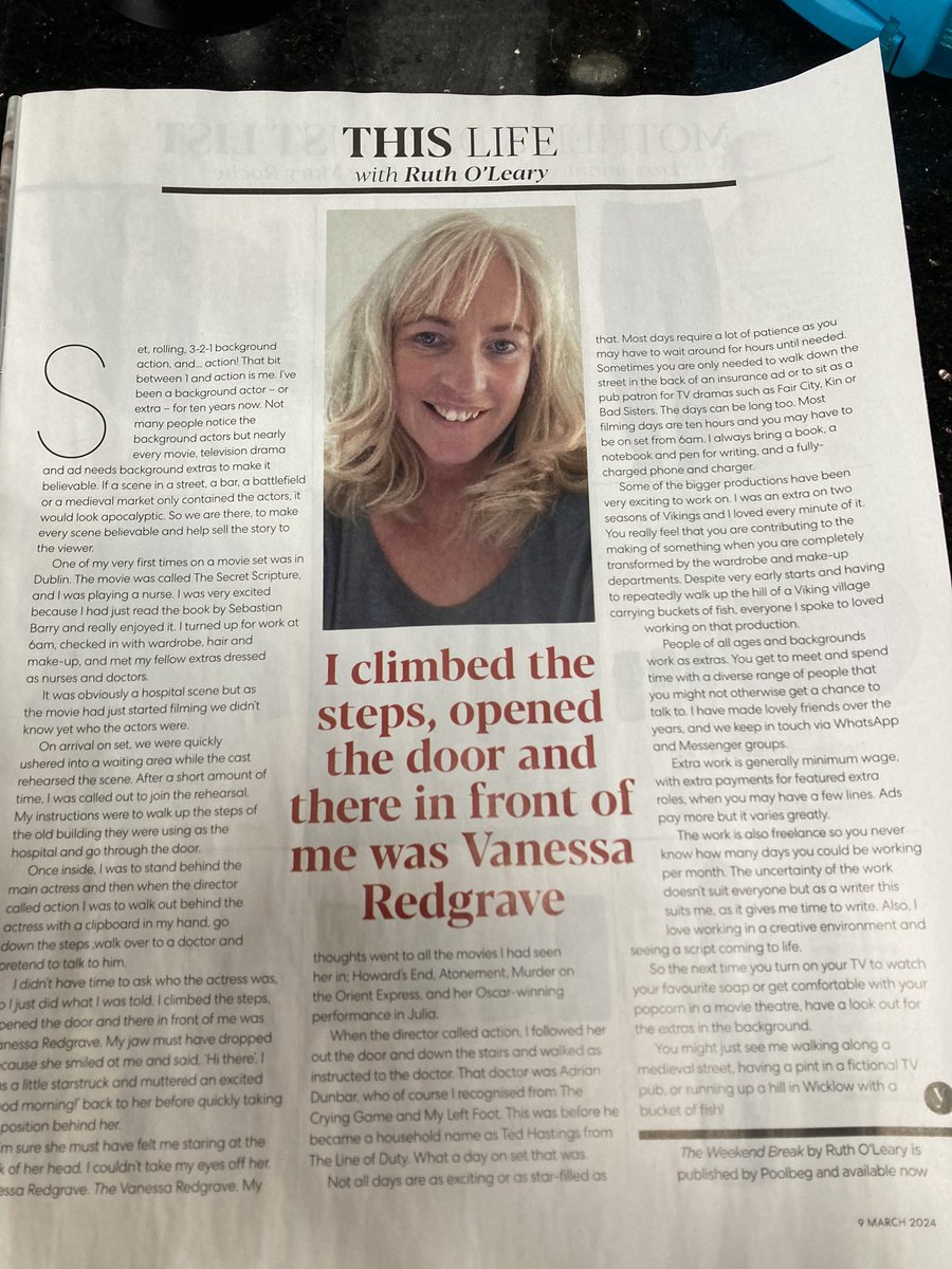 rutholearywrite's tweet photo. My life as an extra in the Irish Daily Mail’s You magazine today !
#extras #movieextra #poolbegbooks #irishdailymail #iamwriting https://t.co/Qwf8uVEYYF
