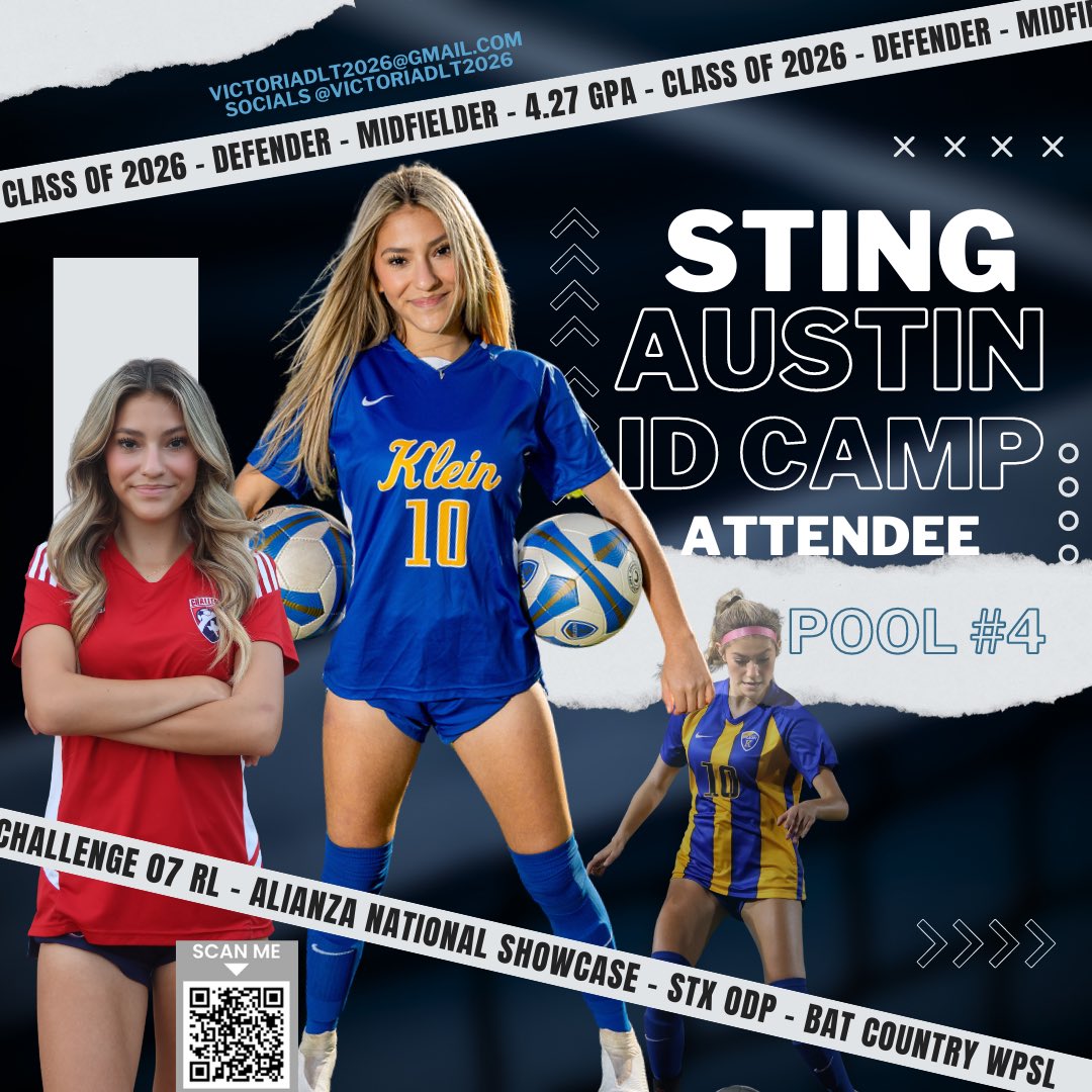 ☝🏼week away from participating in the Sting Austin College ID Camp. I’m in Pool #4️⃣. Coaches, I’m working on my emails today‼️ #BabyMamba 

<a href="/BenWilliamsukus/">Ben Williams</a> <a href="/nealozmun66/">Neal Ozmun</a> <a href="/CoryMarr_/">Cory Marr</a> <a href="/mkroger7/">Madison Kroger</a> <a href="/jockelko/">Justin Elkington</a> <a href="/npetro21/">Nicholas Petrucelli</a> <a href="/TUWSOCCoach/">Dylan Harrison</a> <a href="/vmramirez0/">Victoria Ramirez</a> <a href="/CoachJonas1/">Jonas Hunt Anton</a> <a href="/TravisCurson/">Travis Curson</a> <a href="/benwald21/">Ben Waldrum</a>