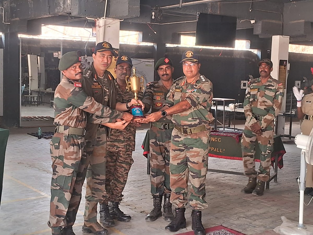 NCCRockfort's tweet photo. 2 Tamilnadu Battalion NCC Trichy wins Inter Unit Firing Competition-2024, Rockfort Group for the third consecutive year. Cadet R Thiruppathi of KCA&amp;S, Karur &amp; Cadet Subhashini of TPGA&amp;SC, Trichy won the Gold 🥇 for boys and girls category. Col Arun Kumar, CO received the Trophy. https://t.co/nnBECPYrgl