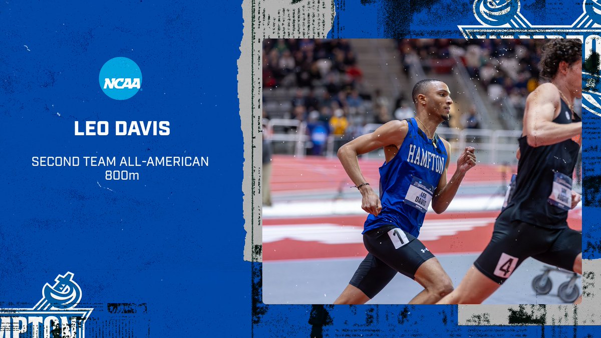 Congratulations to Leo Davis for earning Second Team All-American honors in the 800m at the NCAA Indoor Championships‼️ #WeAreHamptonU