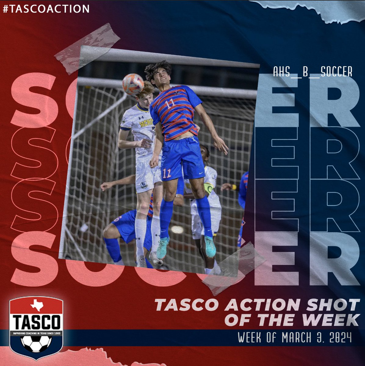 tascosoccer's tweet photo. C/O this week's #TASCOAction shot from @AHS_B_Soccer!
Want your team's action shot to be featured each week? Tag us & use #TASCOAction! We will choose 1 action pic each week!
#TXHSSoc #TXHSSoccer #TASCO https://t.co/UPmsLoyp7O