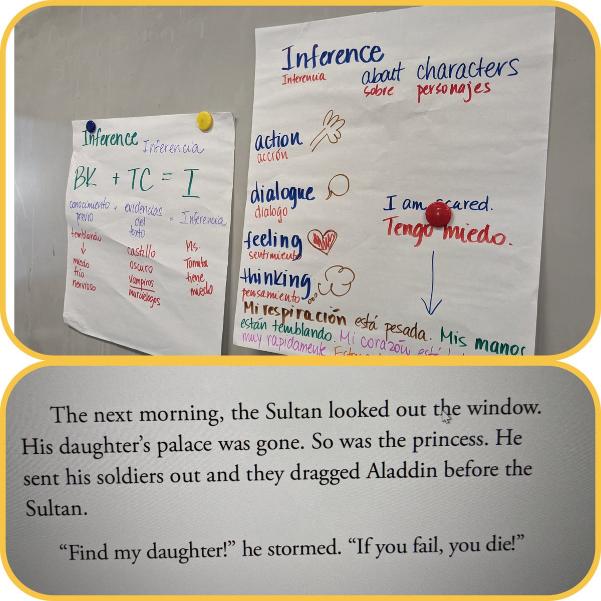 emytomita's tweet photo. Modeled in Ms. Treviño & Ms. Munguía's class how to teach inference about characters using #TPR after they taught about #sequenceofevents #plot using Alladin's story @BusseyES_AISD @CurriculumMatrs @Amplify @clynvan1 @maty_orozco @MsMyeIS @hlmorales1 https://t.co/vdwtRmS6S6