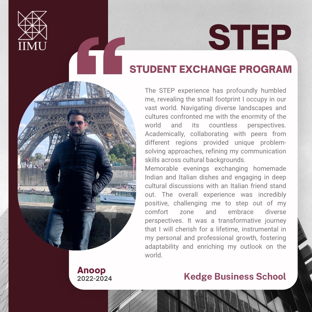 IIM_Udaipur's tweet photo. Embark on a journey across continents and cultures as you dive into the captivating stories of our students who ventured into international exchange programs.
#StudentExchange #UnstoppableWithIIMU #BuildingUTogether #IIMUdaipur #MBA https://t.co/nh1f8oE1HH