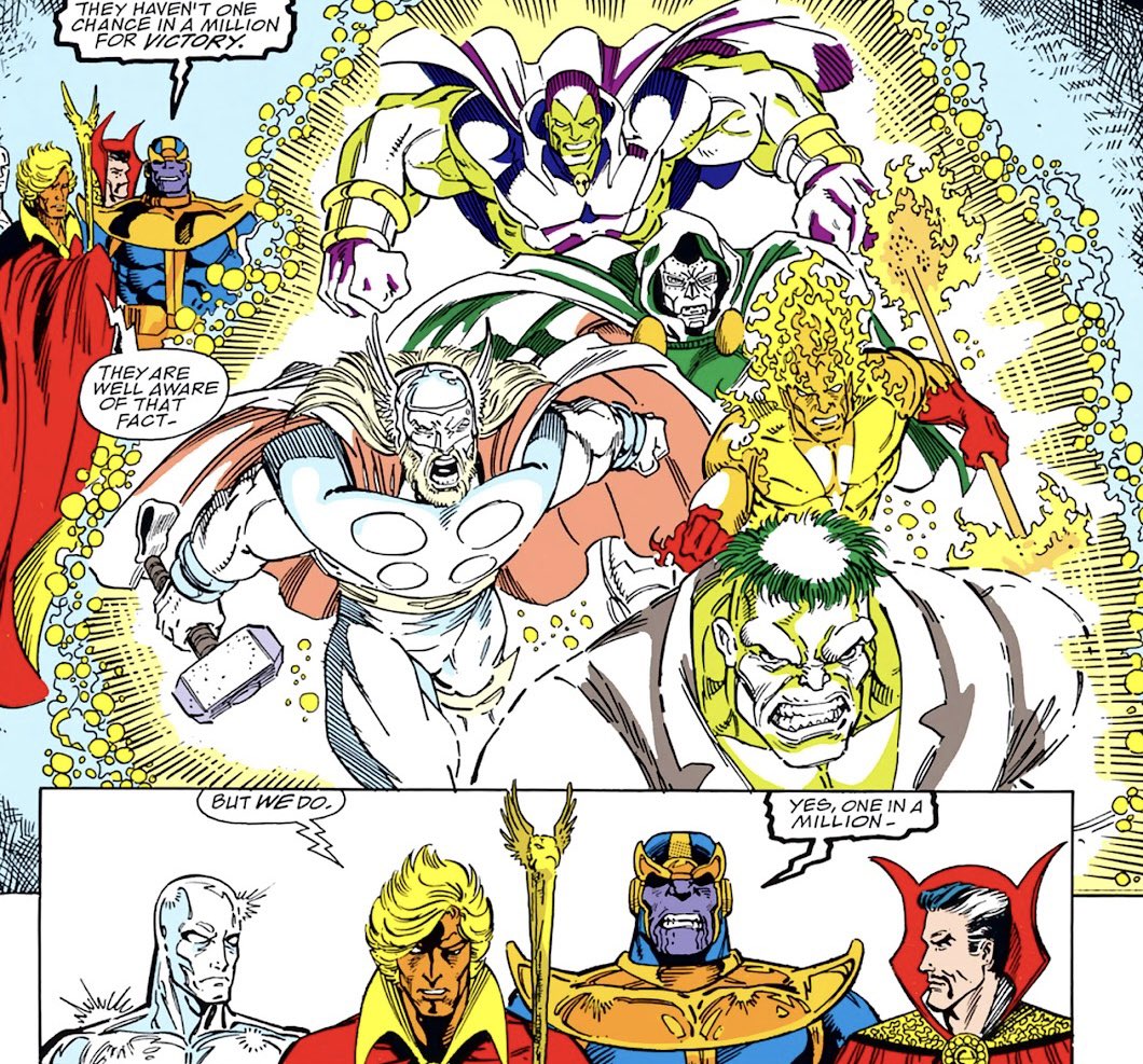 dano_cosmic's tweet photo. Odds and possibilities 🎲🎰
✨
#InfinityGauntlet #5 (Vol. 1, 1991)
✨
W-#JimStarlin,A-#RonLim,I-#JosefRubinstein,C-#MaxScheele/#IanLaughlin,L-#JackMorelli
✨
#Thanos #SilverSurfer #DoctorStrange #Avengers #AvengersInfinityWar #MCU #Marvel #MarvelComics #MarvelCosmic https://t.co/hYCqQAbUeF