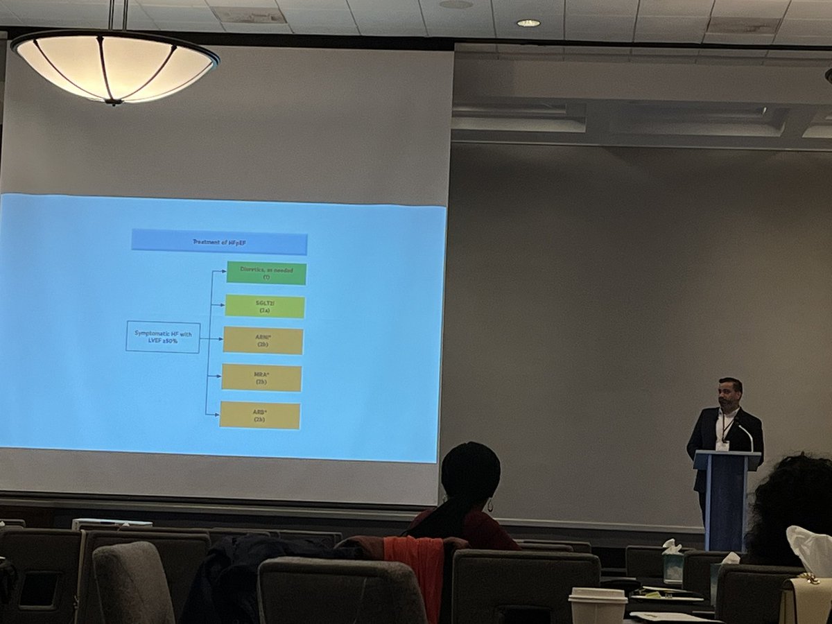 RakenduJR's tweet image. Amazing talk by Dr. @KulpreetBarn on evolving landscape of HFpEF @ACPNJ1 24
Main takeaways: 
🌟SGLT2i: Only GDMT drug in HFpEF with class 2a recommendation. Use them!
🌟Consider screening HFpEF patients for amyloid.

#DAPAHFtrial