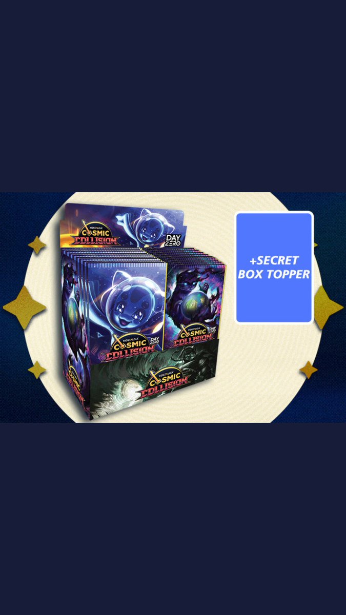 RensCollectible's tweet photo. Have you gotten your preorder in Cosmic Collision yet? What are you waiting for?! Preorders run until the end of March and these products WONT BE REPRINTED!!! These are limited items, so whatever you order is all that there is. Grab some so you don't miss out!!

#nostalgix #tcg https://t.co/OhLtMeLCsg