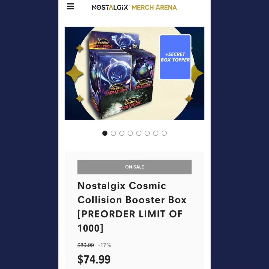 RensCollectible's tweet photo. Have you gotten your preorder in Cosmic Collision yet? What are you waiting for?! Preorders run until the end of March and these products WONT BE REPRINTED!!! These are limited items, so whatever you order is all that there is. Grab some so you don't miss out!!

#nostalgix #tcg https://t.co/OhLtMeLCsg