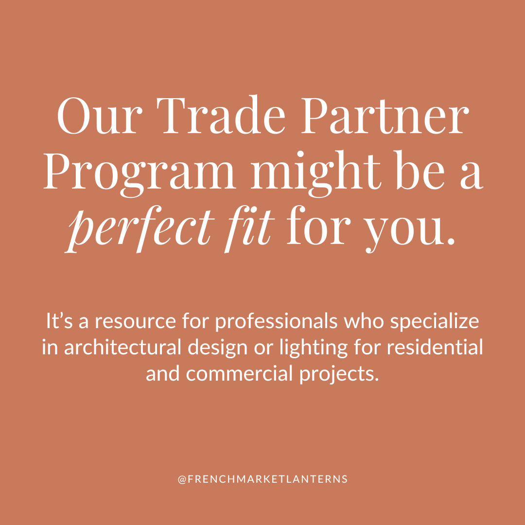 frenchmkt's tweet image. Are you a builder, architect or designer? Our Trade Partner Program might be a perfect fit. It’s a resource for professionals who specialize in architectural design or lighting for residential &amp;amp; commercial projects.frenchmarketlanterns.com/trade-partner-… #commericalbuilder #commercialarchitect
