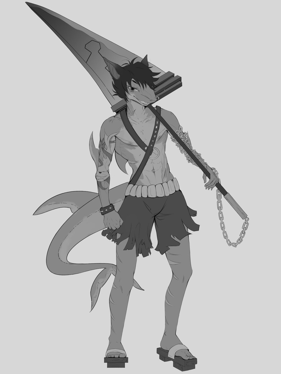[WIP] OC sketch This is the first OC that I am creating, I hope it will resonate in your hearts ❤️❤️ #adoptable #shark #furry