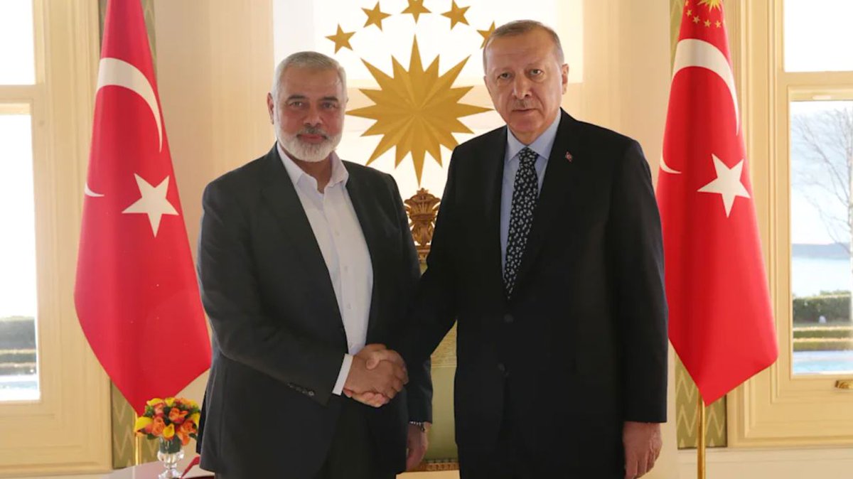 aviamilt's tweet photo. BREAKING :  This image was taken afternoon in Istanbul with NATO Member and President Erdogan and Hamas Leader Ismail Haniya while declaring that no one can Force Turkey to declare Hamas Terrorists confirming that Turkey will continue to support Hamas against Nazi State Israel !! https://t.co/5wRNFerkL4