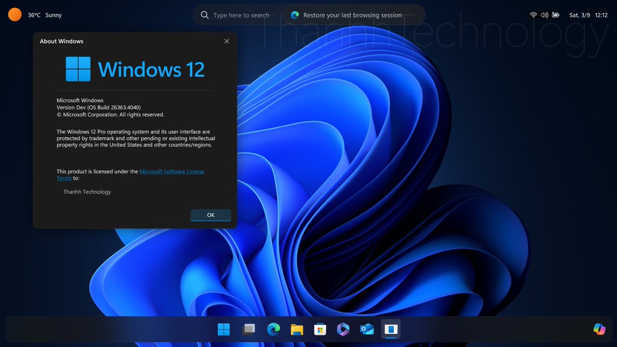 Thanhh_Tech's tweet photo. My Windows 12 Concept! (Inspired by the leaked screenshot) https://t.co/DcCnTOipbP
