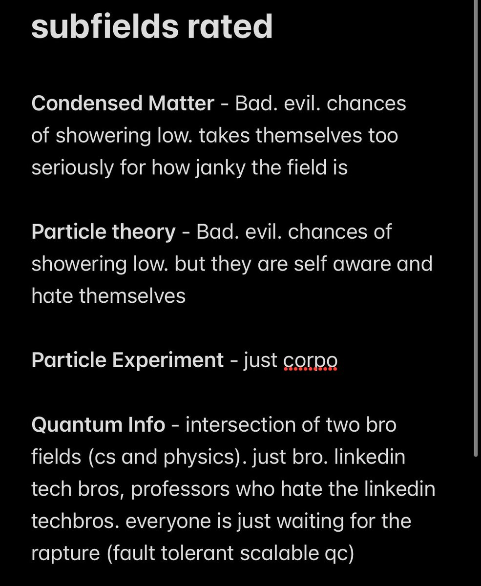 harps_chord's tweet photo. rating physics subfields https://t.co/a7wFoJBgEk