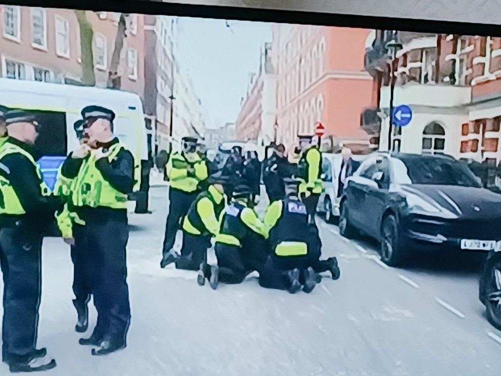 British Israeli taken away, arrested by MET for carrying a flag, saying 'Hamas are Terrorists'. Which our guv have ruled they are. Took  15-20  officers to do the job whilst Hamas supporters do the usual. Double standards again! Will the MET now arrest the government? Its a joke.