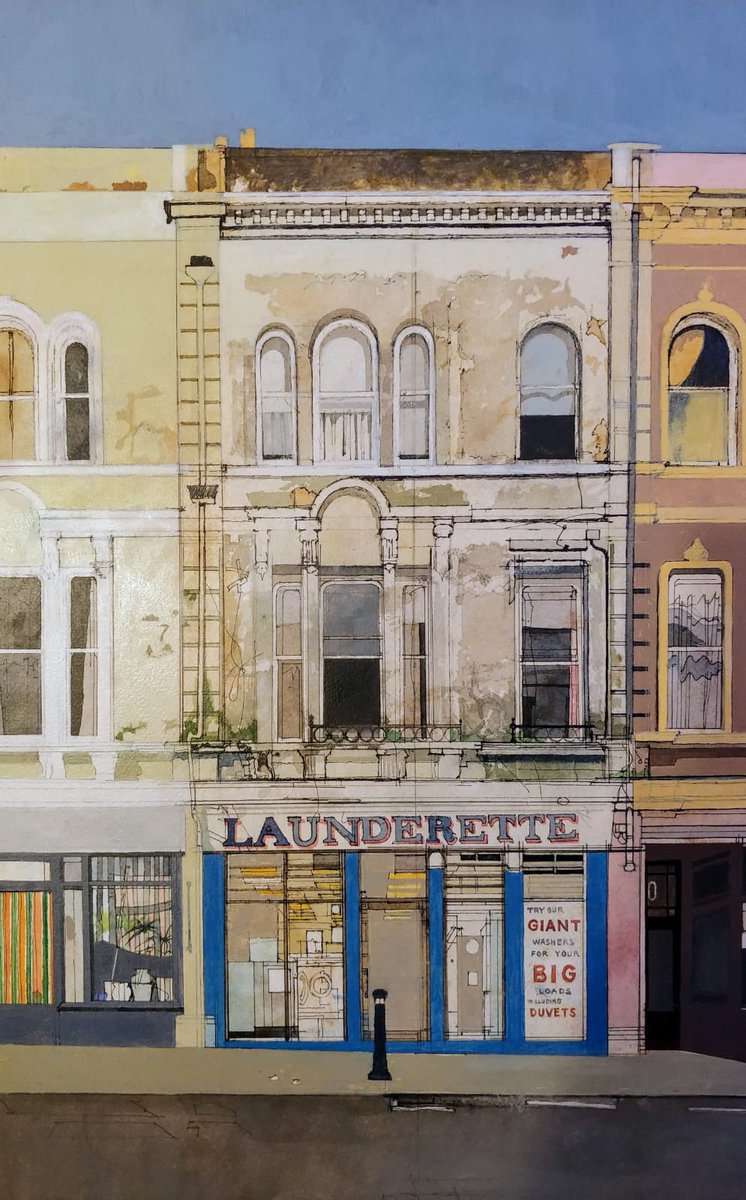 ‘Launderette, St Leonards on Sea’, 2024, oil on paper, 69 x 52.5cm A work in progress! #stleonardsonsea #stleonardsartists #fineartist #fineartpainting