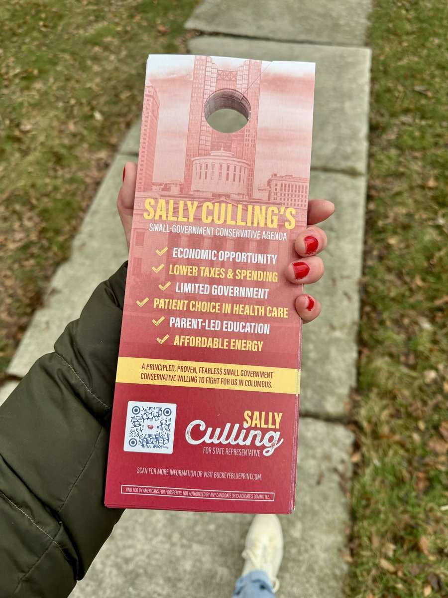 Voters in HD 75 are ready and excited to send @Sally_Culling to the Statehouse!

Proud to help support this @AFPOhio #BuckeyeBlueprint endorsed candidate.

10 days til the Ohio primary election 👀🇺🇸