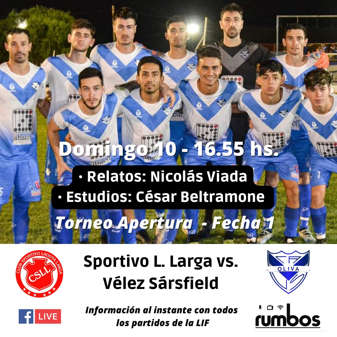 Rumbos7's tweet photo. ⚽️ Vuelve el fútbol en FMRUMBOS_93.7 de la mano de Sportivo vs. @velezdeoliva

🎙 Relatos @nicolasviada y estudios @BeltraCesar

https://t.co/wHUwGxUZ3y https://t.co/hNzgf8hrbH