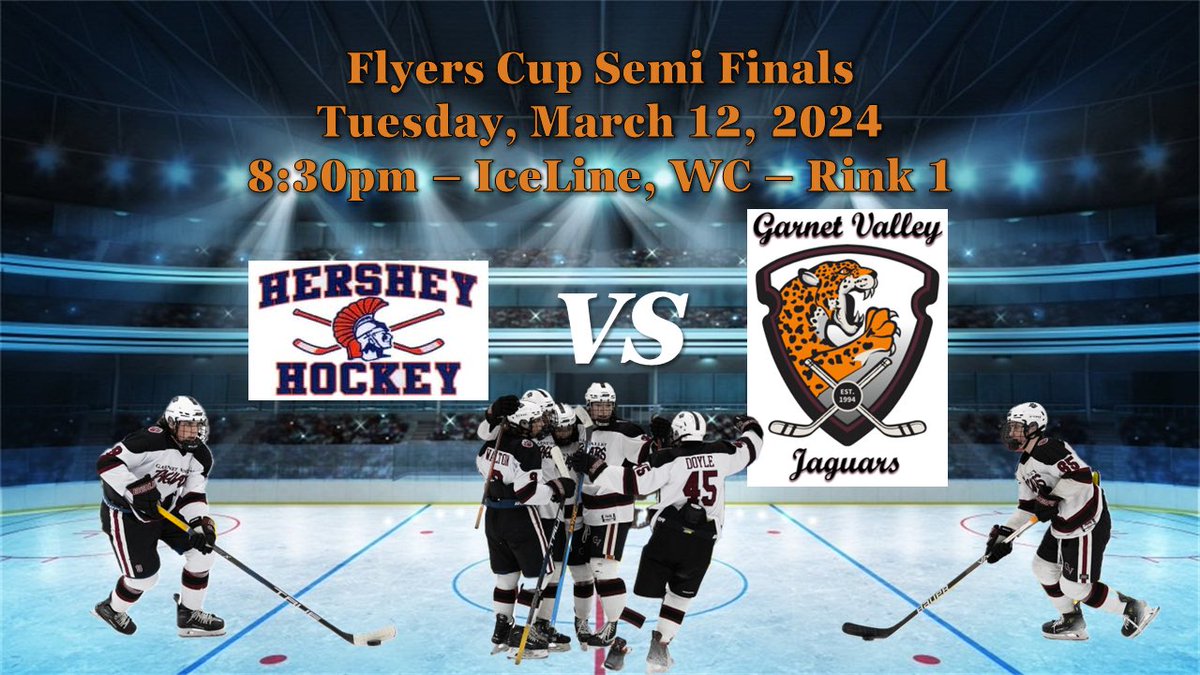 GarnetValleyIHC's tweet photo. Calling ALL GV Students📢📢📢📢
@TheFlyersCup Semifinals Tuesday Night! Come out and support the Varsity Ice Hockey team as the Jags take on Hershey. We need to fill the rink! Link in comments to purchase tickets. #GoJags #Flyerscup @GVAthletics https://t.co/gqn9DyCocD