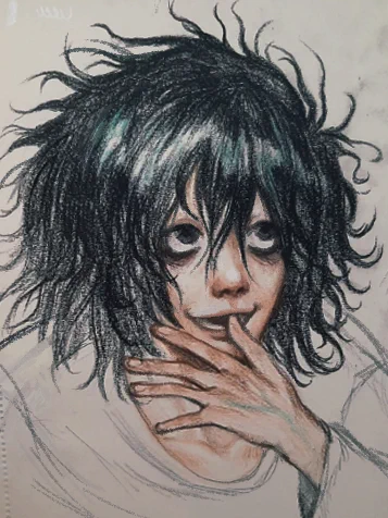 i drew ryuzaki on my notebook with colored pencils ^^#DEATHNOTE #Llawliet 