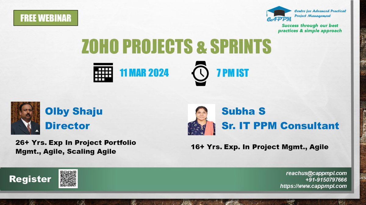 cappmpl's tweet photo. Join Zoho Projects & Sprints free webinar on 11 Mar 7 PM IST. Register: https://t.co/WXuT7cyGxt
#zoho #zoho_projects #zoho_sprints #webinar #projectmanagement #agile #scrum #scrummaster #projectmanagers #executives #IT_Managers #leadership #workshop #implementation https://t.co/XLsDuw2A16