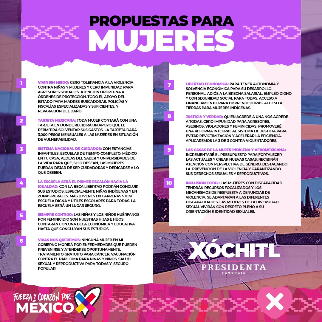 ResistenciaCMx's tweet photo. Trabajaremos por y para las mujeres 🤞🏻💜

#XochitlGalvezPresidenta2024 https://t.co/6JG0DLVi58
