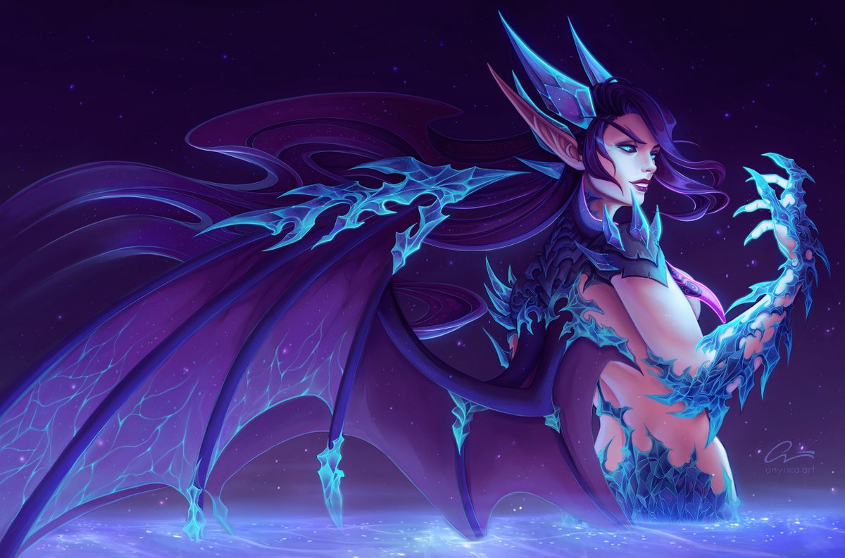 Rise - [ WoW Patreon reward ] This character has such a neat concept and I wanted to explore some new stuff for her Mystery box, such as a sharp back angle, dragon wings, crystals... so many crystals...