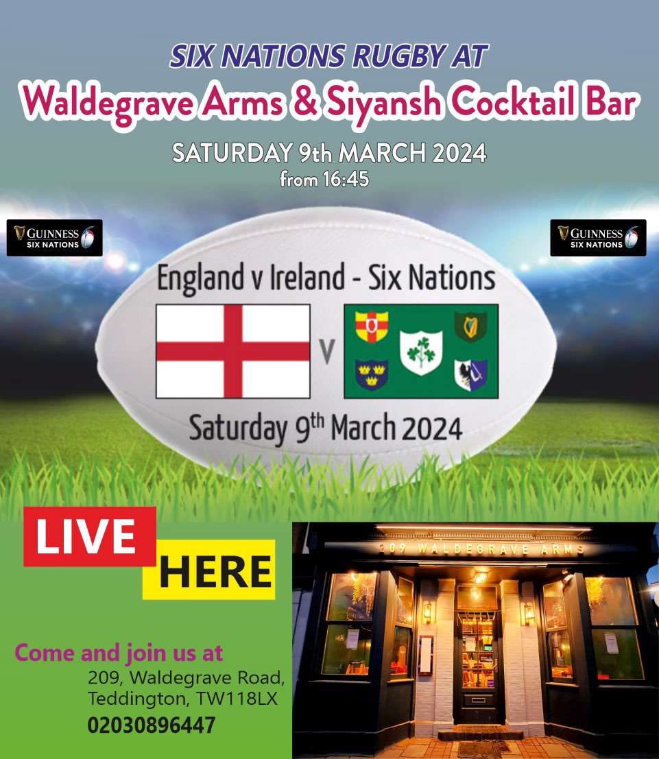 6 Nations at The Waldegrave Arms, Teddington, this afternoon!
