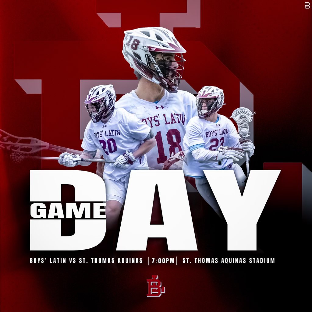 BoysLatinLax's tweet photo. GAMEDAY 

🆚 St. Thomas Aquinas 
📍 Fort Lauderdale , FL
🏟️ Louis Brian Piccolo
⏰ 7:00 PM EST
📺 St. Thomas Aquinas NFHS Network 
https://t.co/iOC2QwosLu https://t.co/WI2mLTqZRt