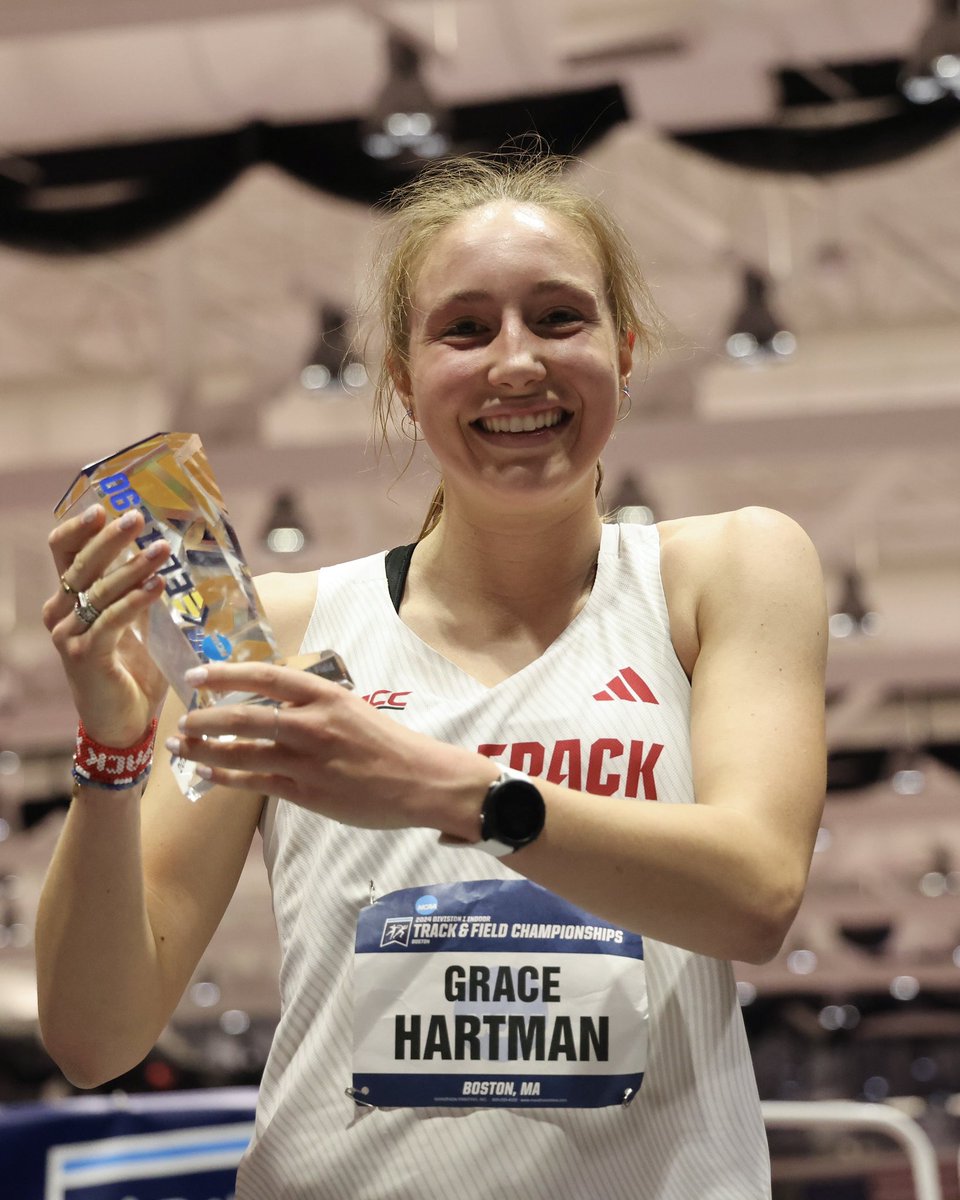NCAA's tweet photo. Congratulations to Grace Hartman, the 2024 #Elite90 awardee for @ncaatrackfield! 🏅

📚 4.0
🧠 Psychology
🏃 @Wolfpack_TFXC

#NCAATF https://t.co/gxPotibr73