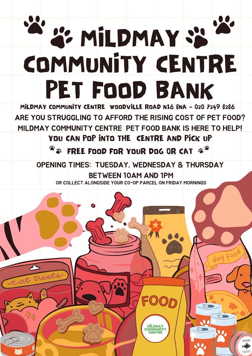 Our Pet Food Bank is open every Tuesday, Wednesday & Thursday from 10AM-1PM. Pop in and pick up free food for your dog or cat!